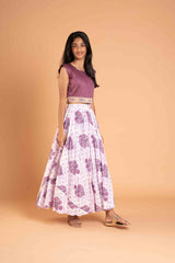 Fusion Style Cotton Crop Top And Lehenga