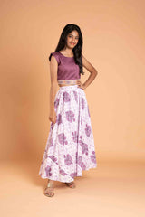 Fusion Style Cotton Crop Top And Lehenga