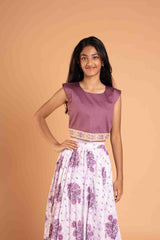 Fusion Style Cotton Crop Top And Lehenga