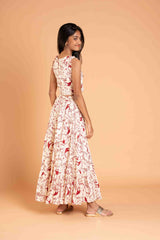 Trendy Frills Collar Maroon Print Cotton Lehenga And Crop Top