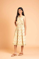 Frills And Bow Pattern Mustard Frock