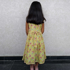 Frills And Bow Pattern Mustard Frock