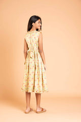Frills And Bow Pattern Mustard Frock