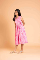 Frills And Bow Pattern Pink Frock