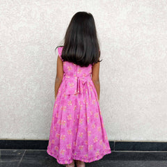 Frills And Bow Pattern Pink Frock
