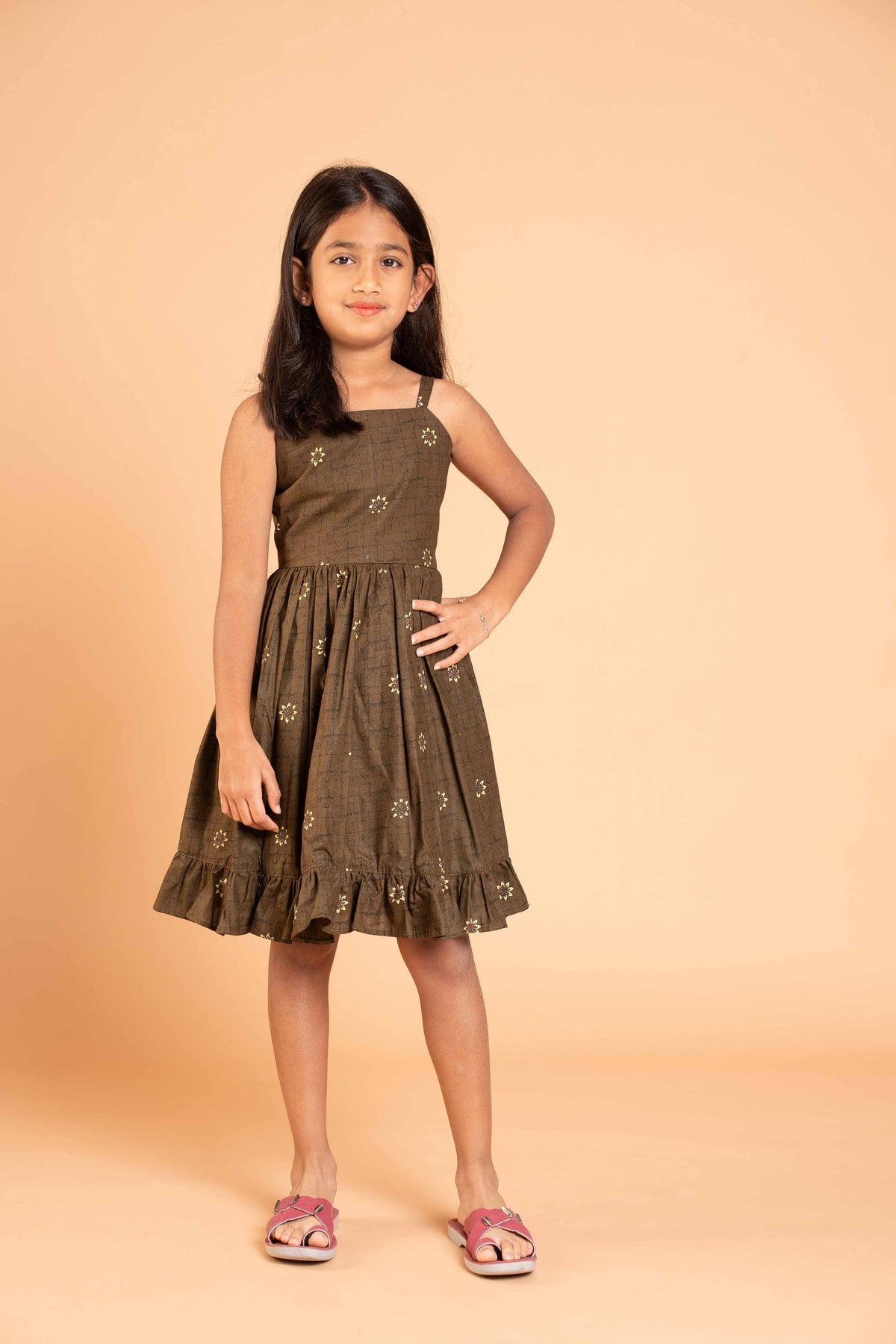 Olive Green Sleeveless Frock