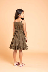 Olive Green Sleeveless Frock