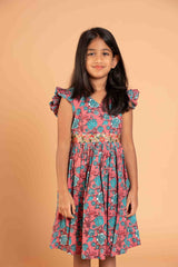 Playful Pink Ruffel Sleeves Frock