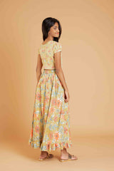 Pretty Green Cotton Lehenga And Crop Top