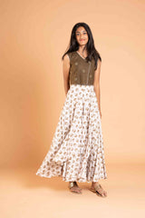 Cotton Olive Green crop top and lehenga