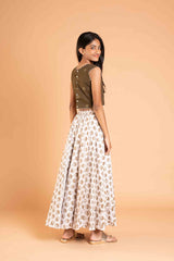 Cotton Olive Green crop top and lehenga