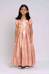 Peachy Banaras crop top and lehenga