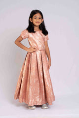 Peachy Banaras crop top and lehenga