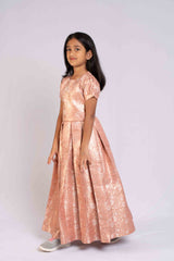 Peachy Banaras crop top and lehenga