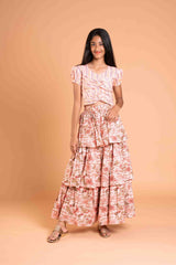 Cotton Peach lehenga and crop top