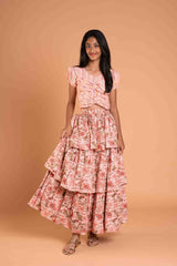 Cotton Peach lehenga and crop top