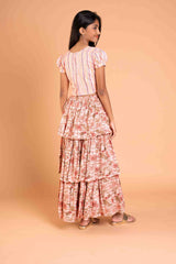 Cotton Peach lehenga and crop top