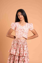 Cotton Peach lehenga and crop top