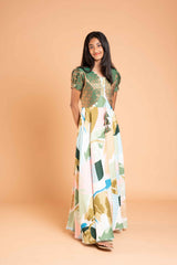 Long frock and Banaras over coat
