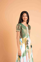 Long frock and Banaras over coat