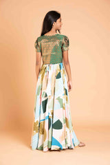 Long frock and Banaras over coat