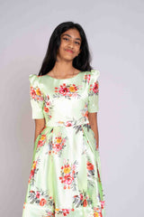 Olive Green satin frock