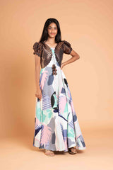 Long frock and Banaras over coat