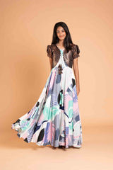 Long frock and Banaras over coat
