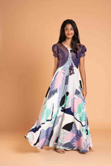 Long frock and Banaras over coat