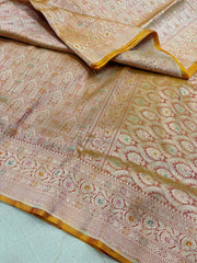 Pure Banaras Silk Saree with Luxurious Zari & Meenakari Weaving | Copper Orange