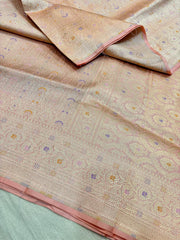 Pure Banaras Silk Saree with Luxurious Zari & Meenakari Weaving | Blush Pink