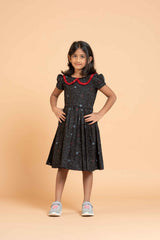 Collar Neck with Patterned Waist Frock