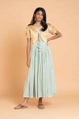 Foil Printed Polki dot Golden Long frock