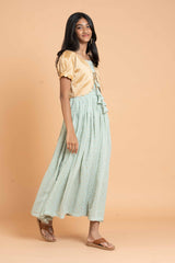 Foil Printed Polki dot Golden Long frock