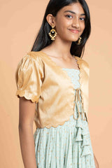 Foil Printed Polki dot Golden Long frock