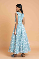 Blue net Heavy work Lehenga