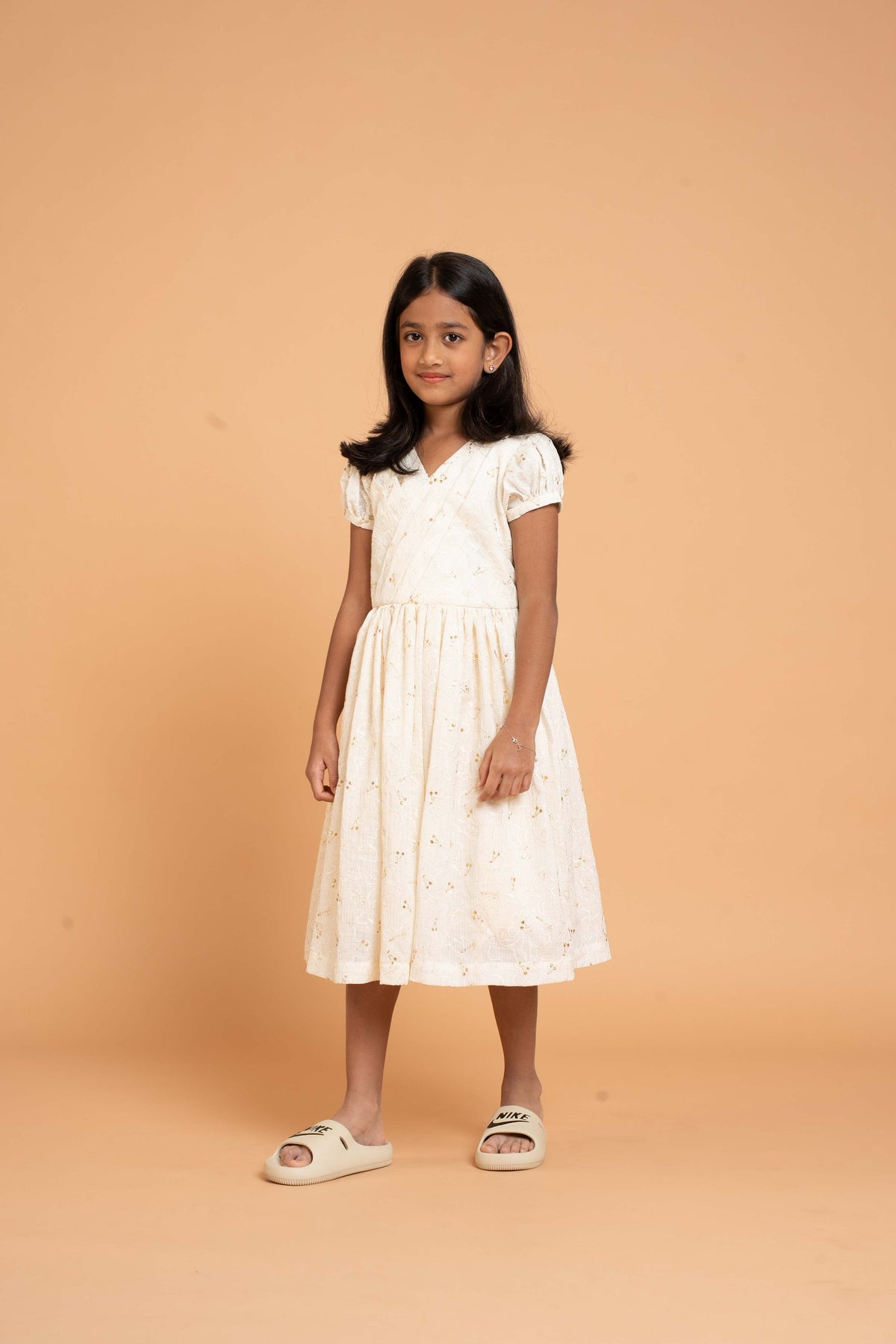 Premium textured white frock